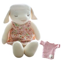 핸즈 오가닉 양 양이 인형 네츄럴 + 원피스 + 티셔츠 핑크, 혼합 색상