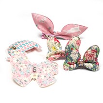 프라임리본 집게핀 꽃미키 크림 + 블루 + 핑크원단꽃나비 + 핑크토끼래빗 + 삼각무늬코끼리