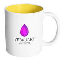 핸드팩토리 탄생석 2월 머그컵, 내부 파스텔 옐로우, 1개