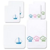 송월타월 수건 요트 3p + 구름 3p, 하얀색, 1세트