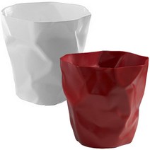 리버그린 구김 디자인 인테리어 휴지통, 화이트, 레드, 2개입
