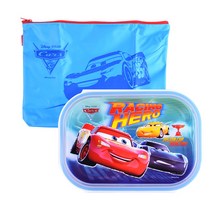 디즈니 카3 가방스텐식판 세트, 블루, 가방 + 식판