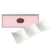 아트웨어 스퀘어 3구 나눔접시 27.5 cm + 포장박스 랜덤 발송, 화이트, 1개