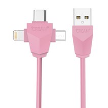 크레앙 3in1 다이아몬드 충전 싱크 케이블 CRECB3IN1, CRECB3IN1(핑크), 1개, 1m