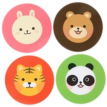 황씨네도시락 애니멀 도시락스티커 토끼 18p + 곰 18p + 호랑이 18p + 팬더 18p, 혼합 색상, 1세트