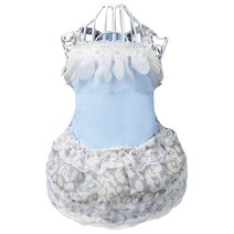 이코디 고양이 & 강아지 쉬폰 로즈 원피스, 블루