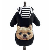 펫츠랜드 도그페이스 가방 후드점퍼, 블랙