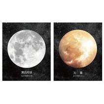라이프포인트 우주행성 디자인 메모지 2p, 04 달(흑백), 06 화성, 1세트