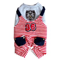 이코디 고양이&강아지 로얄 킹 스트라이프 슈트, 레드