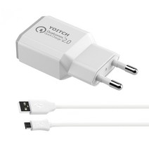 요이치 퀄컴 2.0 리버스 고속 USB 충전기 CTC-QC20 + C타입 케이블 3.0m, 1세트