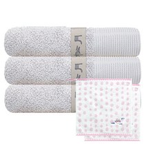 송월타월 뉴명품 타월 3p + 고양이 핸드타월 분홍 2p, 연회색, 1세트