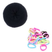 루머스 오당고 똥머리 스몰 HU011 + 머리끈 소 HU122 랜덤 발송 50p, 블랙, 1세트
