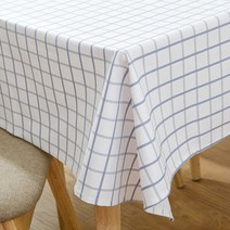 이코디 더블 그리드 코튼 테이블 보, 블루, 60 x 60 cm