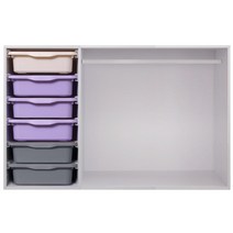 보노하우스 레브 유아동 행거 수납장 4단 B타입 화이트프레임, 바이올렛