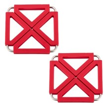 듀얼 냄비 받침대, 사각 레드, 사각 레드, 2개입