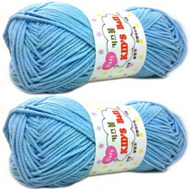 행복뜨기 키즈볼 코튼 뜨개실 2개, 646 파스텔 하늘