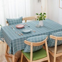 이코디 두들 체크 테이블 보, 블루, 110 x 160 cm