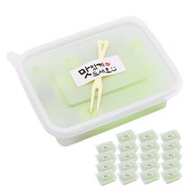 도나앤데코 pp내열 아담한 사각 일회용 용기 한칸 20p + 미니 두발 포크픽 화이트 20p + 스티커 맛있게드세요 20p, 1세트