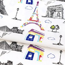 릴리블레이크 에펠탑 30수 코튼 패브릭 원단, 화이트