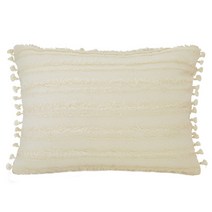 바이지미 코코 타슬 직사각 쿠션 솜포함, 라이트베이지