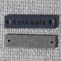 인조가죽 핸드메이드라벨 40 x 10 mm, 네이비, 30개입
