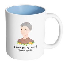 핸드팩토리 플라워라인할아버지 늘 뒤에서 묵묵히 힘이 되어주신 할아버지 감사해요 머그컵, 내부 파스텔 블루, 1개