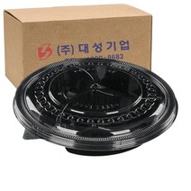 쿡앤락 원형 샐러드 찬용기 3칸 검정 세트, 50개입, 1개