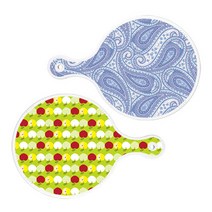 로엠디자인 원형 서빙 도마 보드 2p 청백색라인아트 세트, 청백색라인아트, 애플연두, 1세트