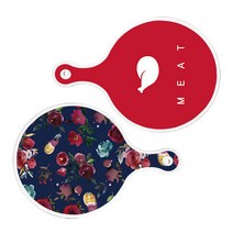 로엠디자인 원형 서빙 도마 보드 2p 미트레드 세트, 미트레드, 블루톤플라워, 1세트