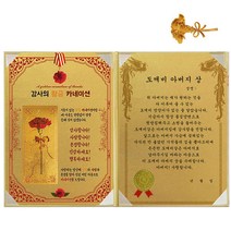 럭키심볼 황금 카네이션 감사장 + 24K 골드 카네이션 전자파 스티커, 1세트, 도깨비 아버지 상