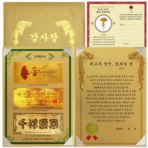 럭키심볼 어버이날 감사합니다 황금지폐 감사장 3종 세트 최고의 장인 장모님상   황금카네이션 스티커