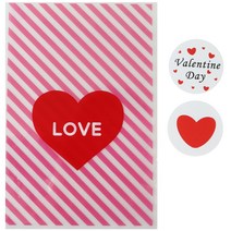 황씨네도시락 하트봉투 핑크 100p + 발렌타인 원형 스티커 100p, 1세트