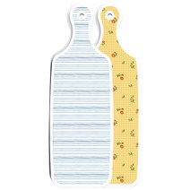 로엠디자인 양면 디자인 서빙 도마 보드 치자색플라워체크, 삼청색라인, 1개