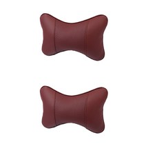 리빙듀오 차량용 양면가죽 목베개 2p, 와인