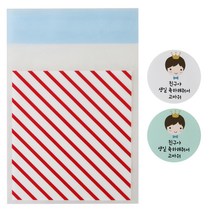 황씨네도시락 접착 스트라이프 봉투 레드 100p + 왕관 보이 스티커 100p, 1세트