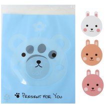 황씨네도시락 접착 애니멀 봉투 곰 50p + 토끼 스티커 50p, 1세트