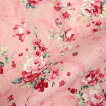 르우홈 린넨 코튼 쉐비로즈 패브릭 원단, 핑크