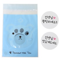 황씨네도시락 접착 애니멀 봉투 곰 50p + 스티커 선생님 홧팅 맛있게 드세요 화이트 50p, 1세트