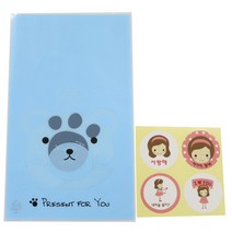 황씨네도시락 비접착 애니멀 봉투 곰 30p + 연인 소녀 스티커 30p, 1세트