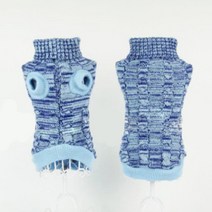 댕댕이 반려견 의류 목 니트 나시, 화이트 블루