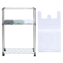 리빙해피 클링 스윙 분리수거함 3p 2단 + 봉투 100p, 실버 + 그레이 + 피스타치오 + 화이트, 1세트