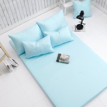 보몽드 순면 솔리드 스퀘어 홑겹요커버, 스카이블루