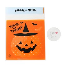 황씨네도시락 접착할로윈 호박모자 쿠키봉투 30p + 스티커연인 메시지 투명 30p, 1세트