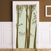 뭉키월드 현관문시트지 에어프리 고요한 숲의 소리 1, 혼합 색상