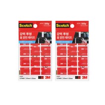 3M 스카치 강력 투명 폼 양면테이프 25mm x 25mm 12입, 2개