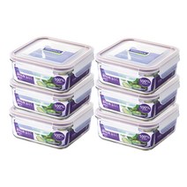 글라스락 퍼플 에디션 정사각 밀폐용기 850ml 6개입, 1세트, 단품