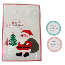 황씨네도시락 크리스마스 해피산타 쿠키 비닐백 100p + 선생님 원형 감사합니다 스티커 100p, 1세트