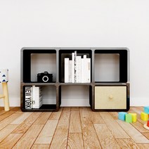 큐빅스 2 엄마고인돌 책장 + 수납공간 박스 vin2-32, 책장(블랙), 수납박스(베이지)