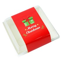 도나앤데코 샌드화이트 도시락 포장 세트, 1세트, 도시락 정사각 10p + 메리크리스마스 눈꽃 선물상자 와이드띠지 레드 10p