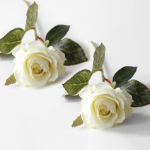 블루밍앤미 조화 섬머레이디 로즈 2p, 그린 + 아이보리